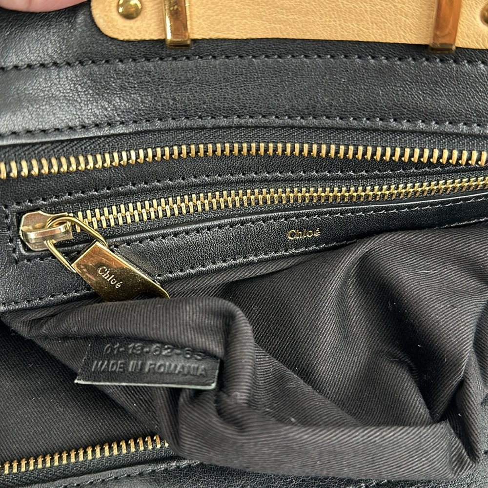 Authenticated Chloe 2 Way Alice Large Handbag - Tan/Black - Picture 12 of 16